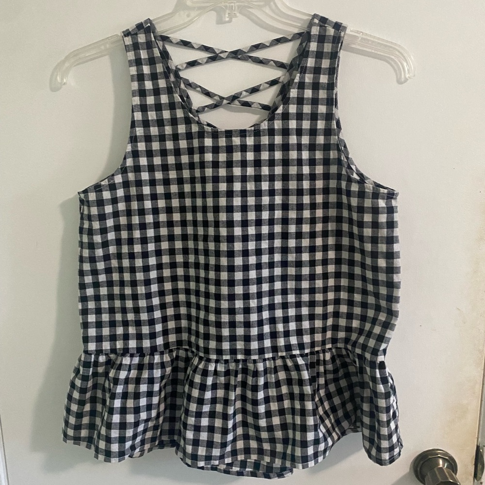 Jack by BB Dakota black and white plaid medium Tank Top